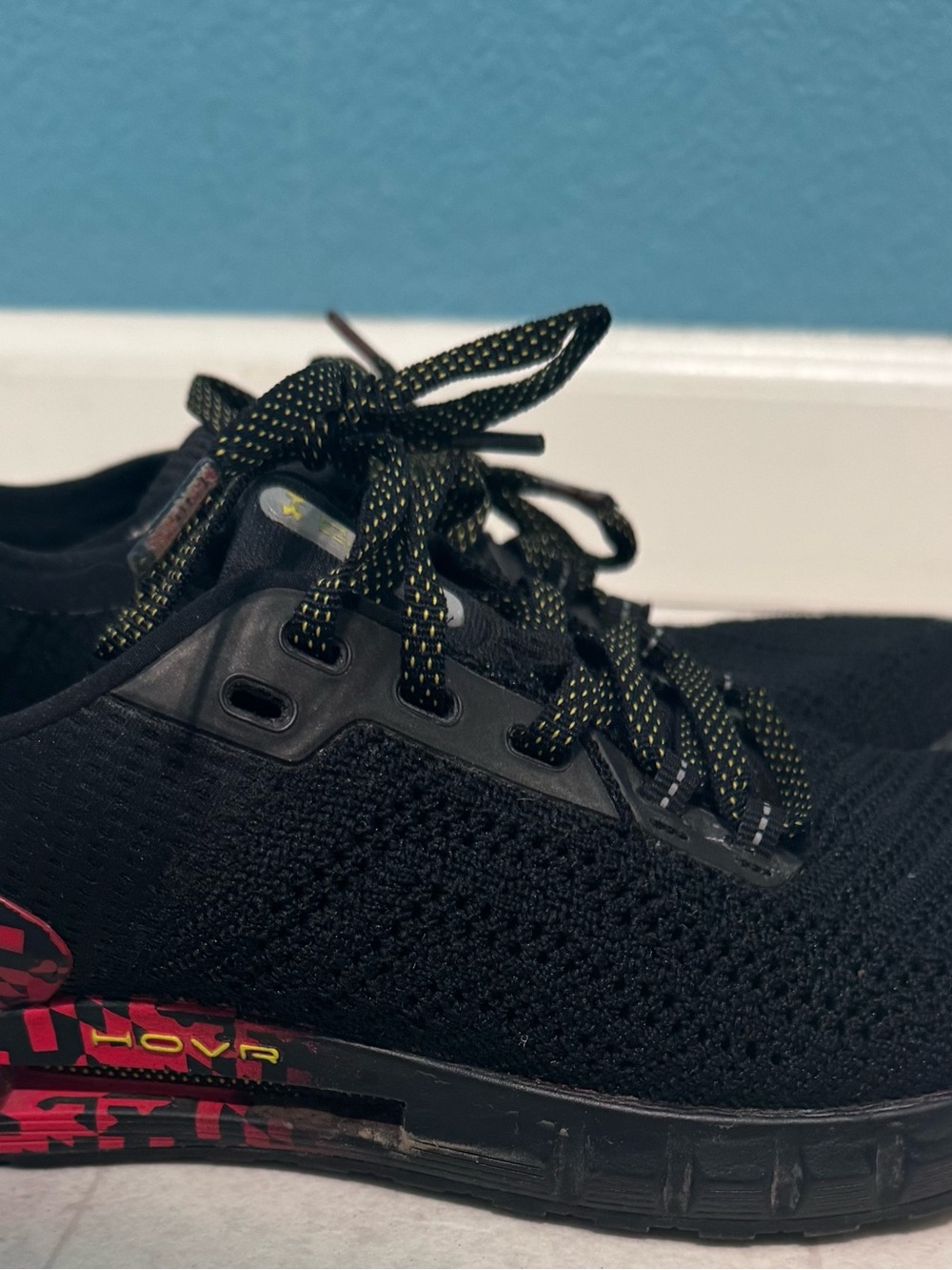 Under Armour Black Knit Sneakers with Red Accents